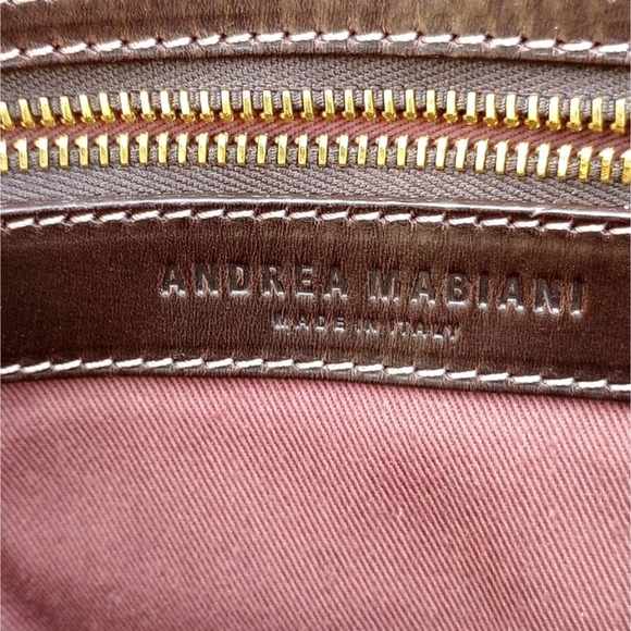 Andrea Mabinai Shoulder Bag Two tone Brown n Burgundy Deep Red Pristine EUC - Picture 8 of 12